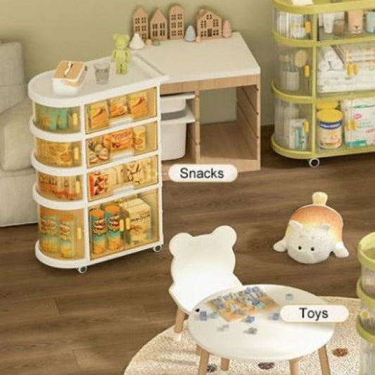 Freestanding Toy Organizer Cart with 4 Tier Foldable Storage Cabinet without Top Box