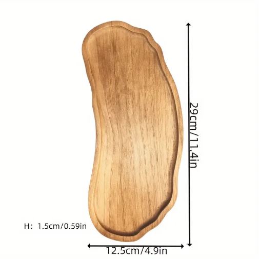 1Pc Rustic Wooden Serving Tray, Multi-Purpose Half Round Shape Wooden Tray