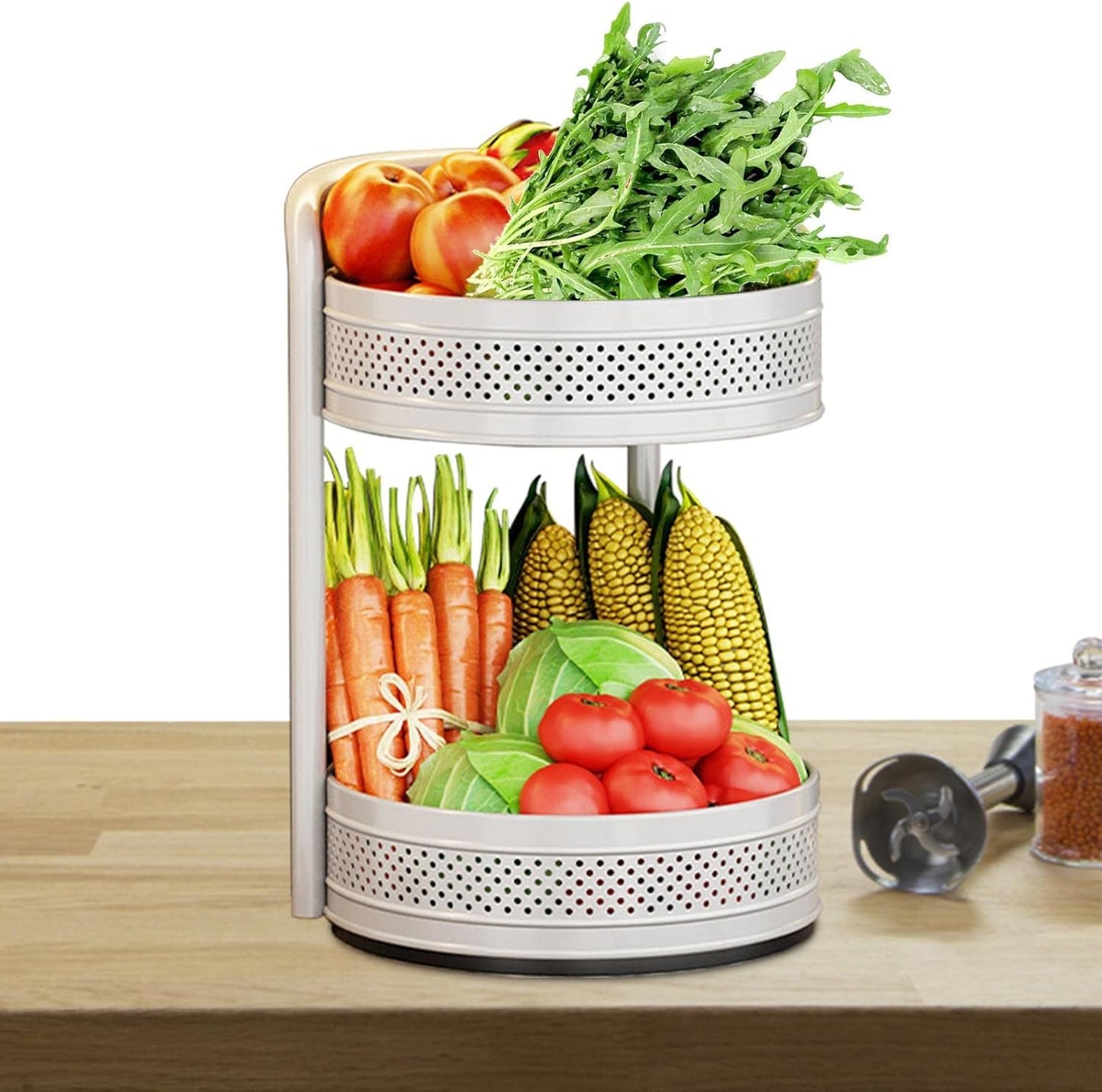 Double Layer Rotating Spice Rack, 360° Rotating Spice Holder, Spice Rotating Tray For Kitchen Cabinet Pantry Bathroom