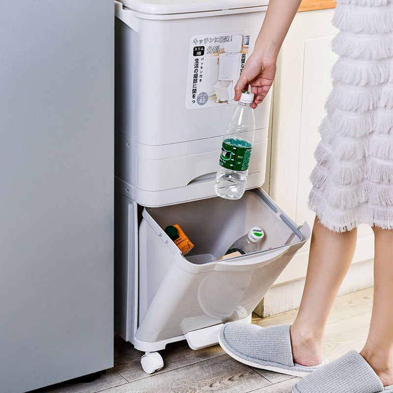 3 Layer Storage Trash Bin With Wheels 42Liters