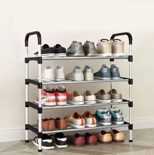 4 Layer Shoe Rack, Free Standing Shoe Rack Wardrobe Shoe Racks with Shelves for Entryway Garage Dorm