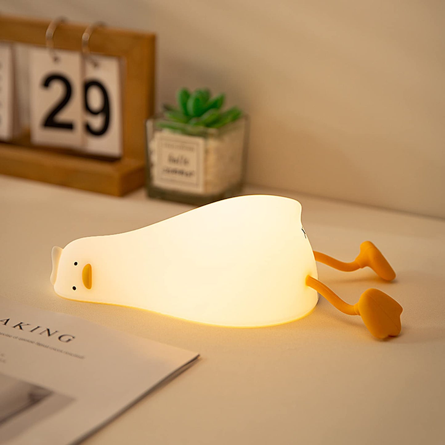 Cute Sleeping Lamp LED Night Light - Soft Glow, Color Changing, Dimmable Bedside Lamp