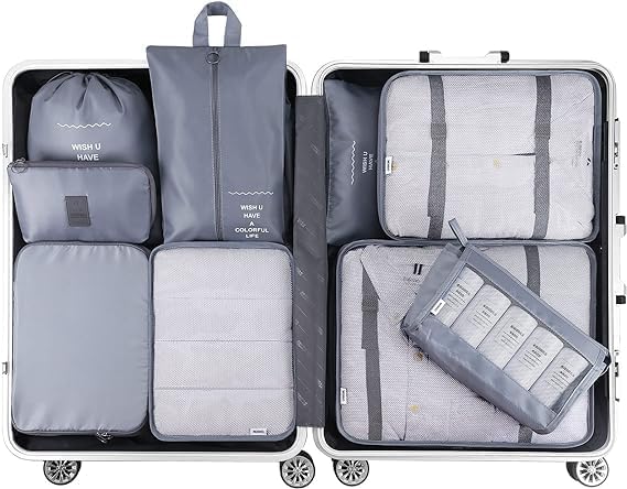 7pcs Set Travel Organizer Packing Cubes Lightweight Travel Luggage Organizers with Laundry Bag or Toiletry Bag