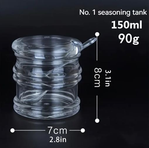 Multifunctional Clear Acrylic Spice Jar Dustproof with Spoon Sugar Bowl Non-slip Spice Box