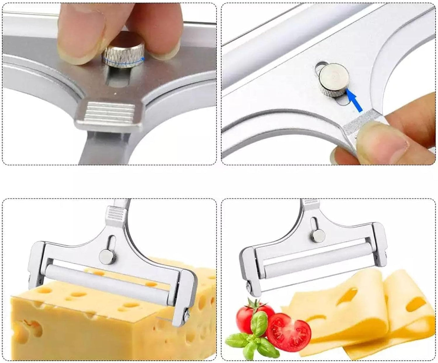 1Pc Stainless Steel Wire Cheese Slicer Adjustable Thickness Cheese Cutter for Soft, Semi-Hard Cheese Kitchen Cooking Tool