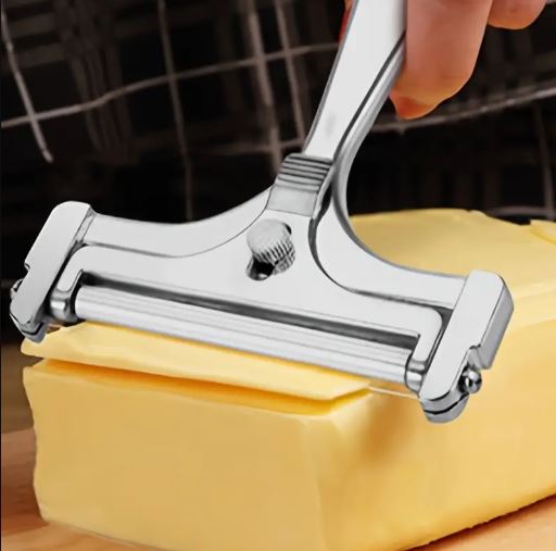 1Pc Stainless Steel Wire Cheese Slicer Adjustable Thickness Cheese Cutter for Soft, Semi-Hard Cheese Kitchen Cooking Tool