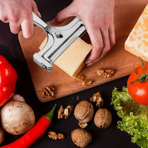 1Pc Stainless Steel Wire Cheese Slicer Adjustable Thickness Cheese Cutter for Soft, Semi-Hard Cheese Kitchen Cooking Tool