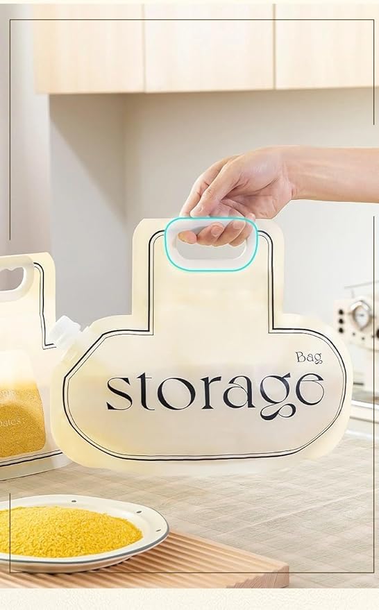 Reusable Rice and Barley Storage Bags with Secure Seal, Airtight Cereal Containers, Airtight Cereal Storage Bags