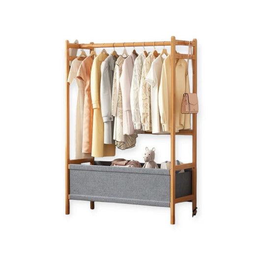 Bamboo Cloth Rack With Storage Rack