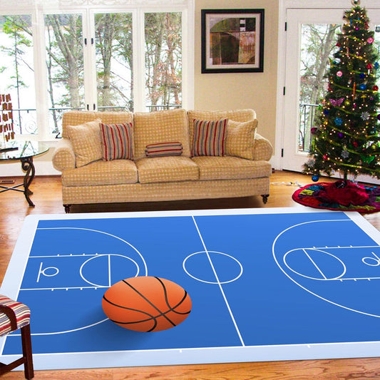 Basketball on Blue Background Area Mats for Living Room Bedroom