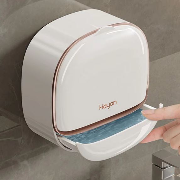 1Pc Wall Mounted Soap Holder With Lid And Drain Tray