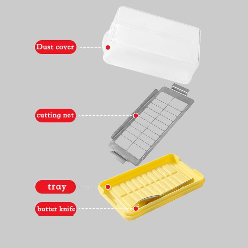 Butter Slicer Container Dish With Lid And Slicer, Butter Stainless Steel Cutter And Keeper Storage for Fridge