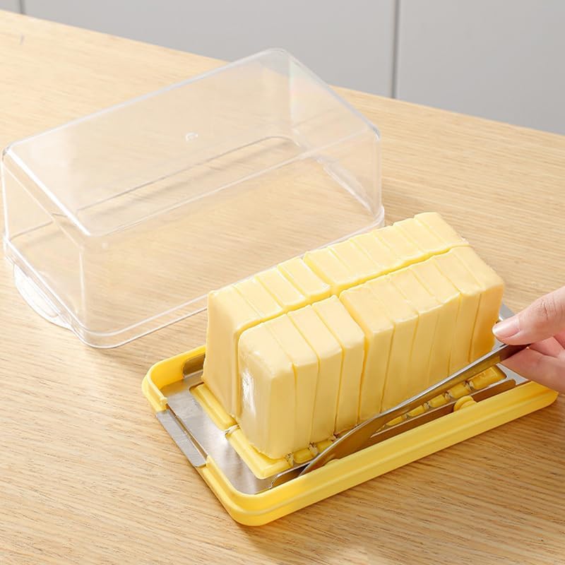 Butter Slicer Container Dish With Lid And Slicer, Butter Stainless Steel Cutter And Keeper Storage for Fridge