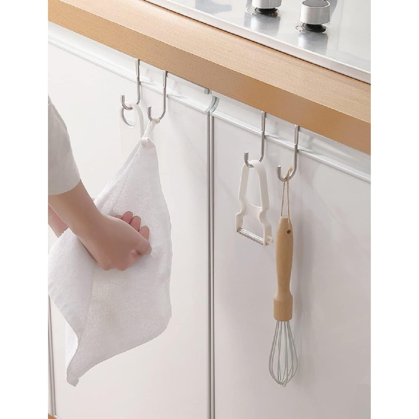 2Pcs Stainless Steel Multi-Use Over Cabinet Hook, Drawer Hanger Hook Heavy Duty Hooks