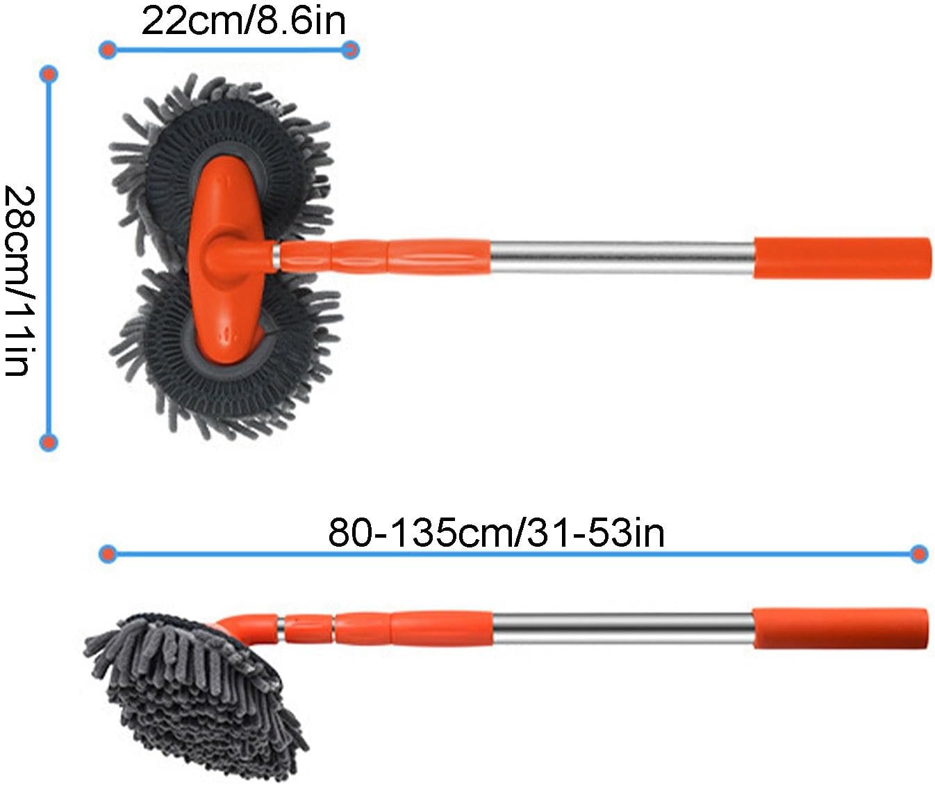 Microfiber Car Wash Brush, Telescopic Car Cleaning Brush, Microfibre Car Wash Brush Mop 360° Rotating