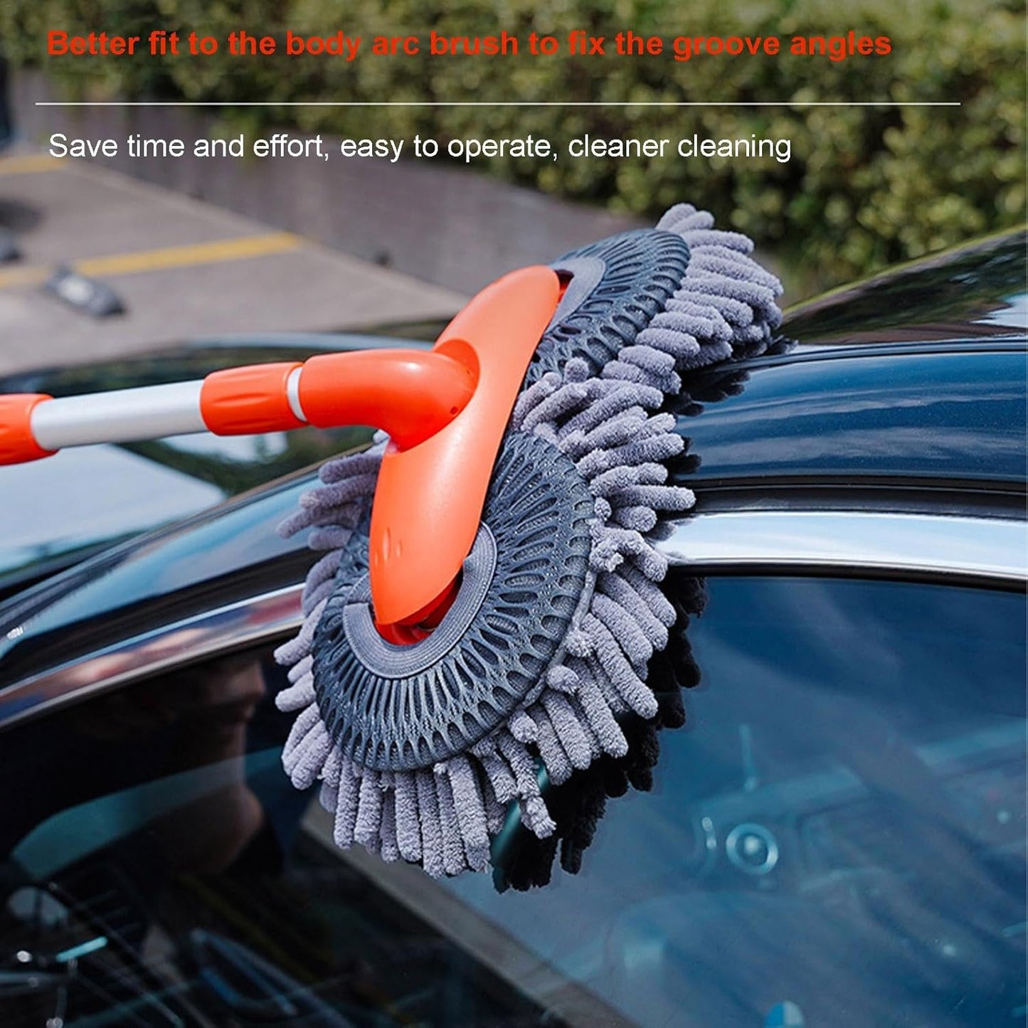 Microfiber Car Wash Brush, Telescopic Car Cleaning Brush, Microfibre Car Wash Brush Mop 360° Rotating