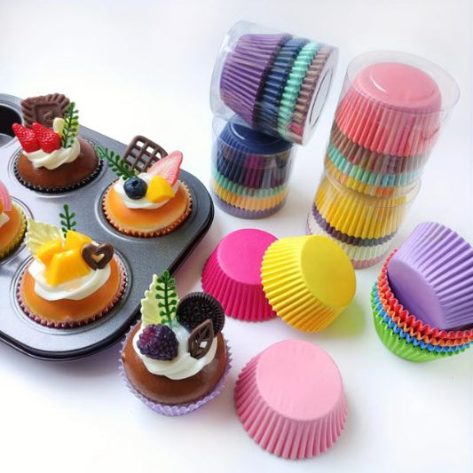100pcs, Colorful Baking Cupcake Liners, Oil-proof Paper Holders For Cakes And Muffins, Cupcake Wrappers Holders