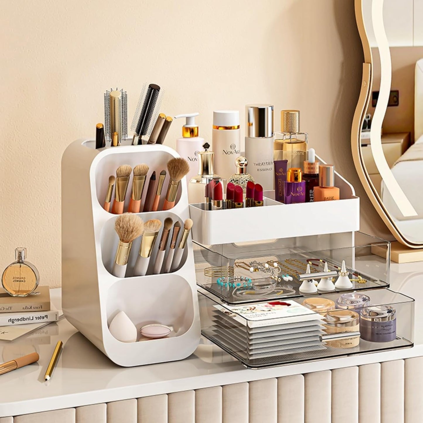 Multi-Functional Large Capacity Cosmetics Storage Shelf Organizer
