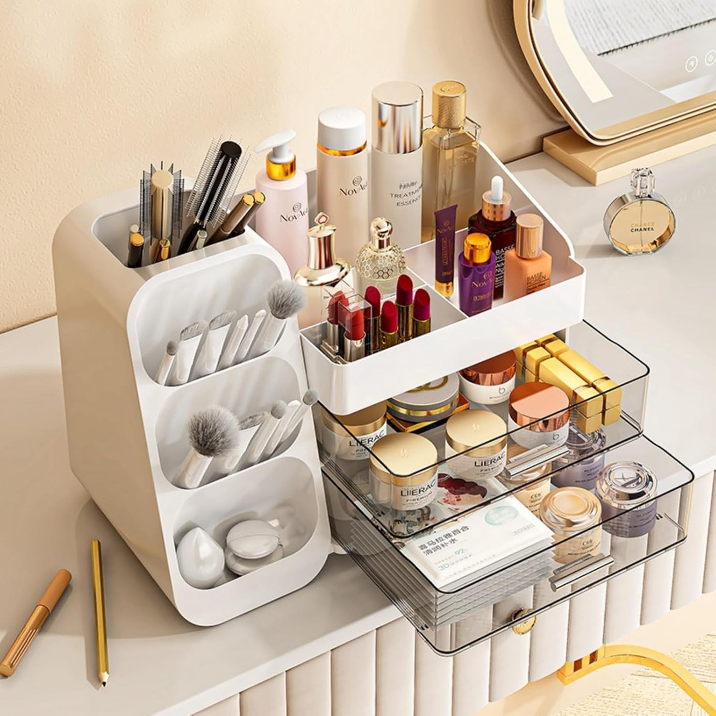 Multi-Functional Large Capacity Cosmetics Storage Shelf Organizer