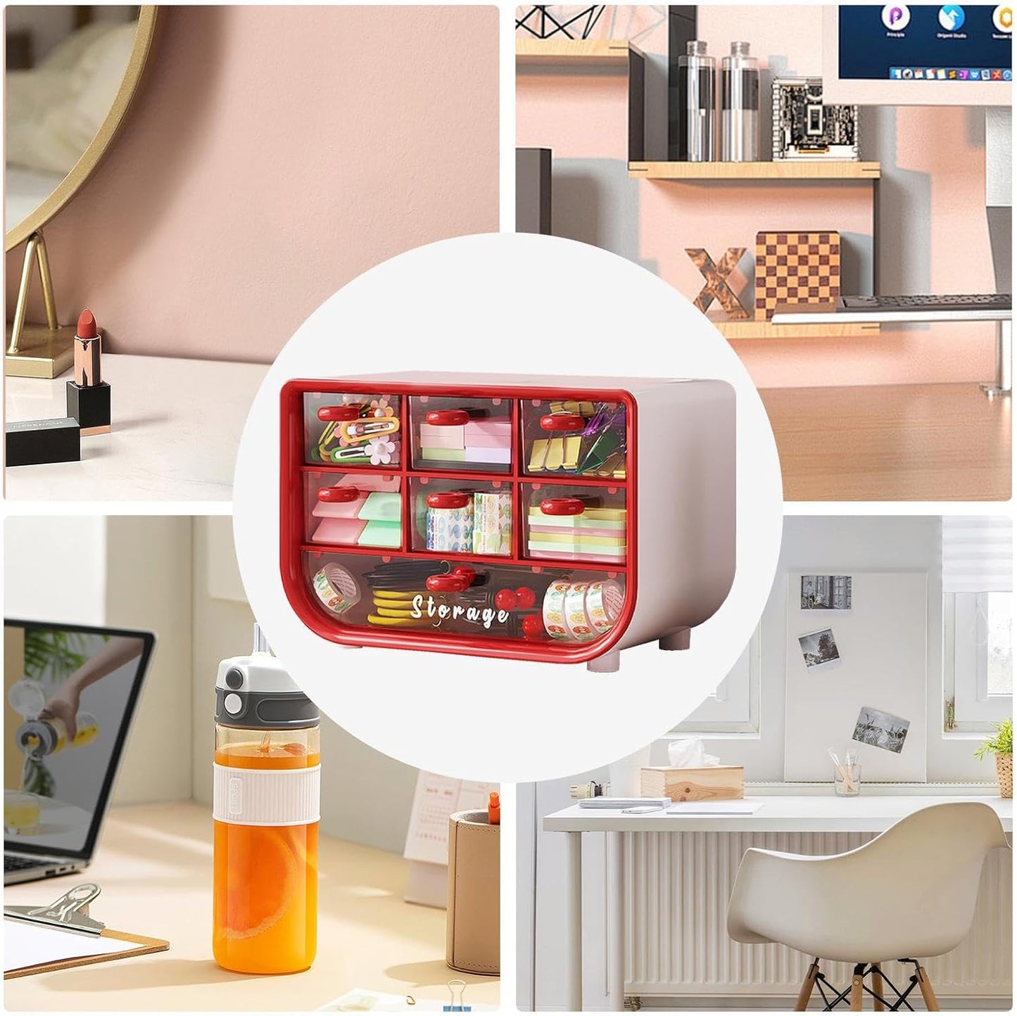 Makeup Cosmetics Organizer with Drawers, Desk Organizer for Offices Bedroom Bathroom Kitchen
