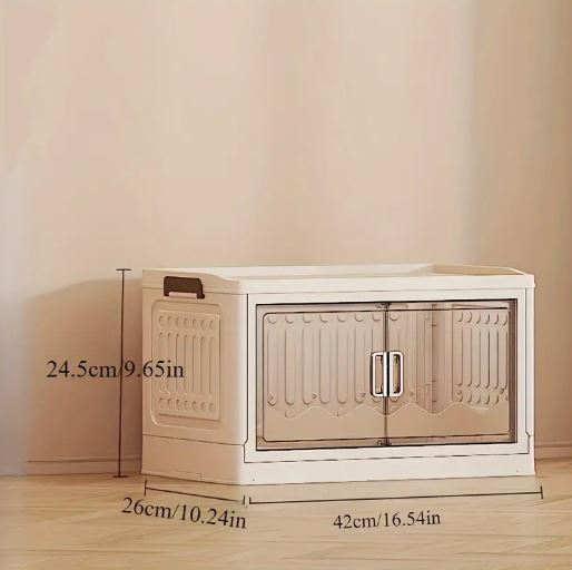 1Pc Multifunctional Freestanding Double-Door Plastic Organizer Shelf