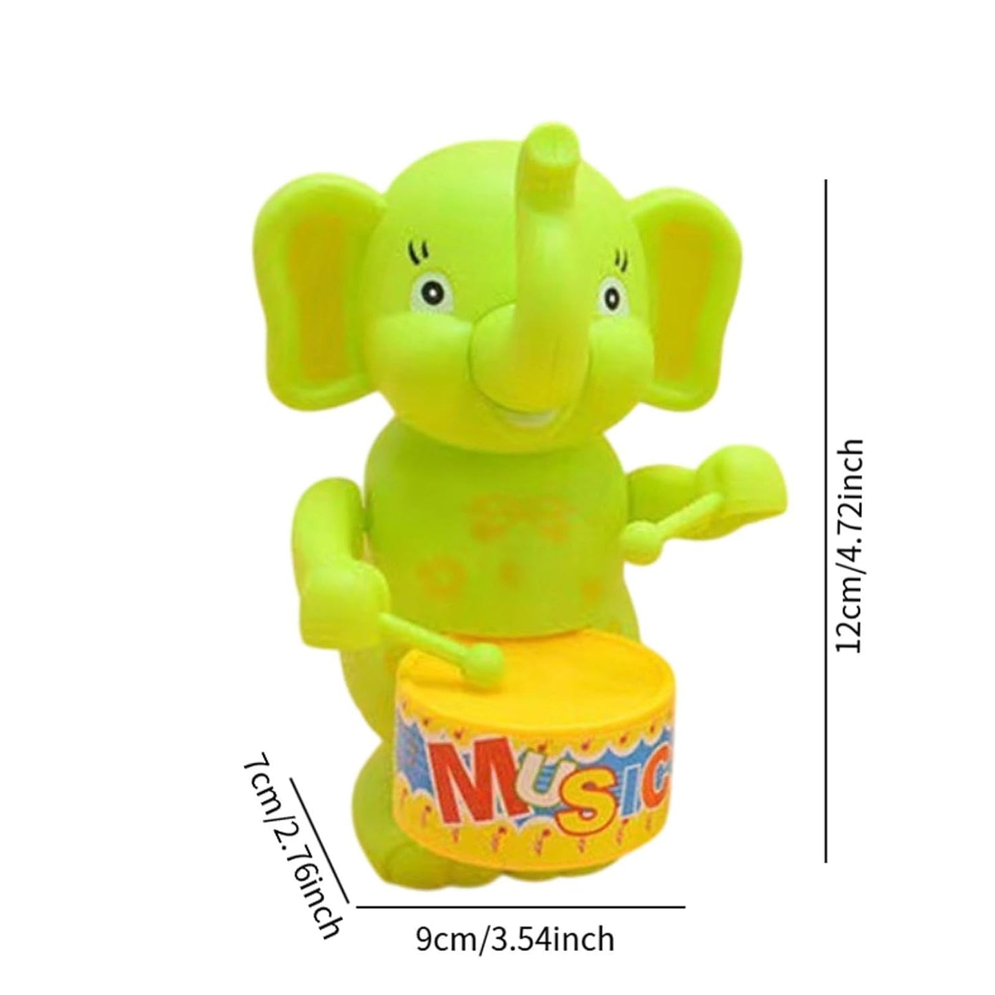 Drumming Toy Clockwork Powered Animal Drum Toy for Kids for 3+ Year Old Kids Elephant