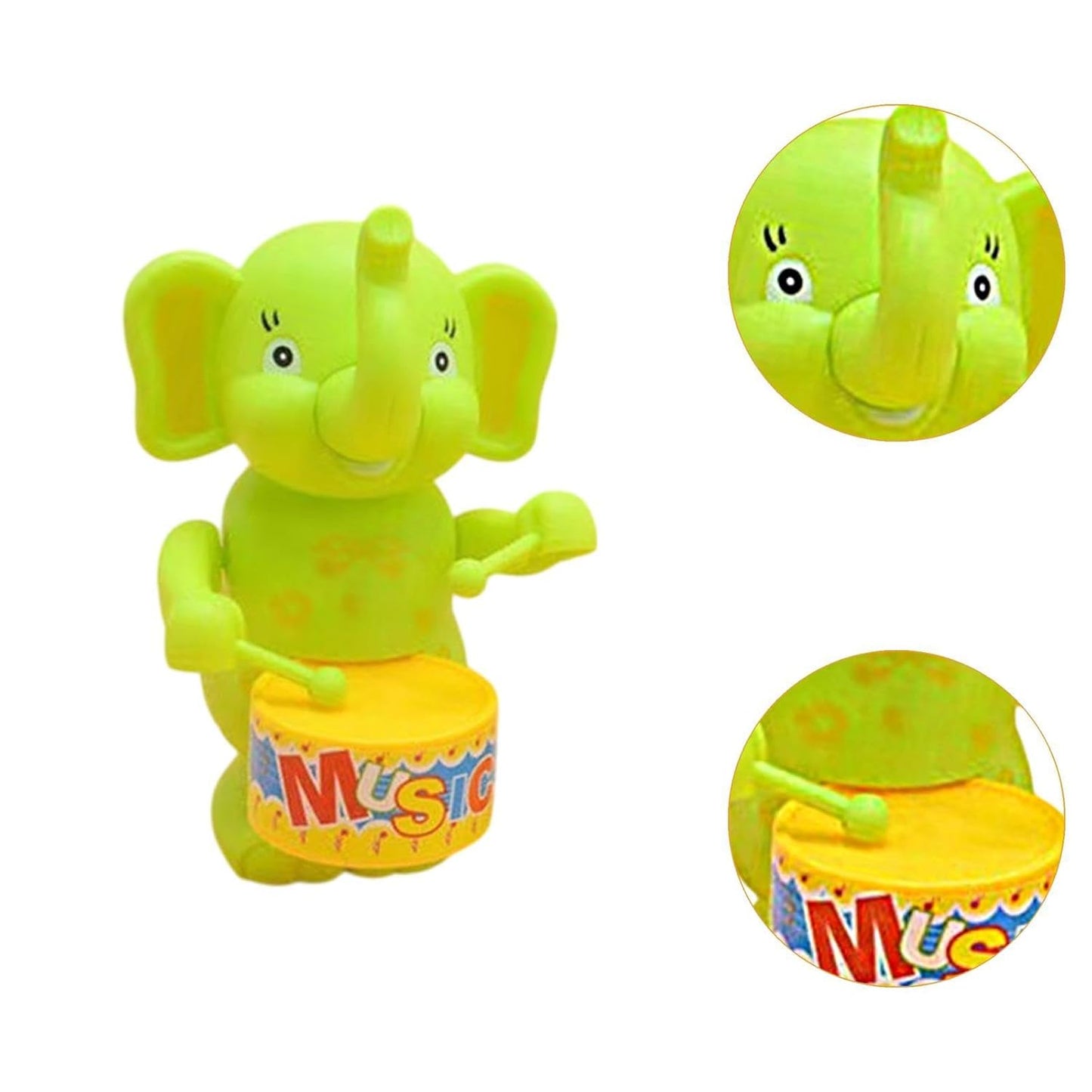 Drumming Toy Clockwork Powered Animal Drum Toy for Kids for 3+ Year Old Kids Elephant
