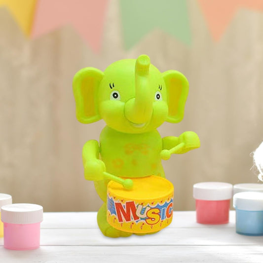 Drumming Toy Clockwork Powered Animal Drum Toy for Kids for 3+ Year Old Kids Elephant