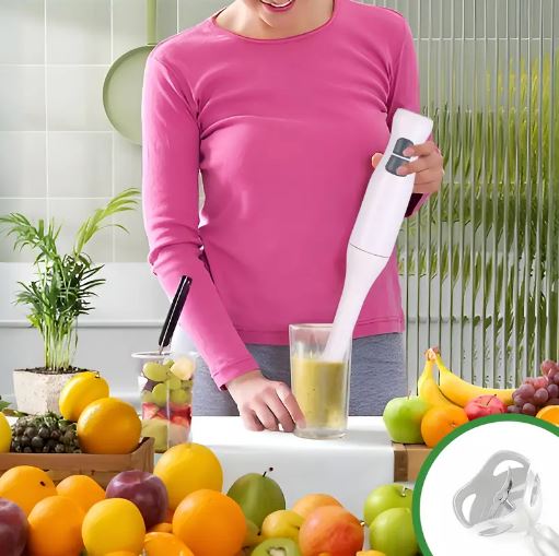 Electric Immersion Hand Blender, Mixer, Chopper, Powerful 180 Watt Ice Crushing 2-Speed Control One Hand Mixer (White)