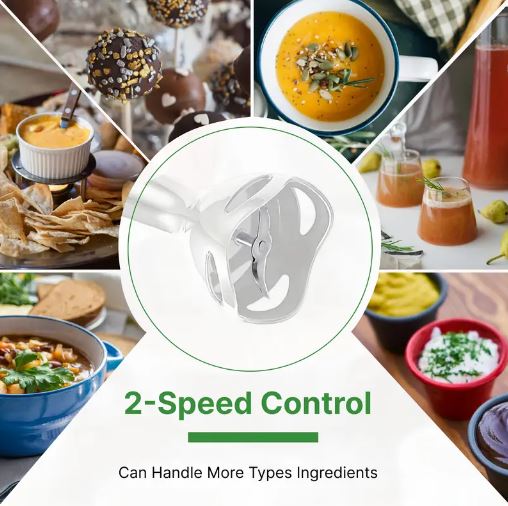 Electric Immersion Hand Blender, Mixer, Chopper, Powerful 180 Watt Ice Crushing 2-Speed Control One Hand Mixer (White)