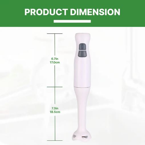 Electric Immersion Hand Blender, Mixer, Chopper, Powerful 180 Watt Ice Crushing 2-Speed Control One Hand Mixer (White)