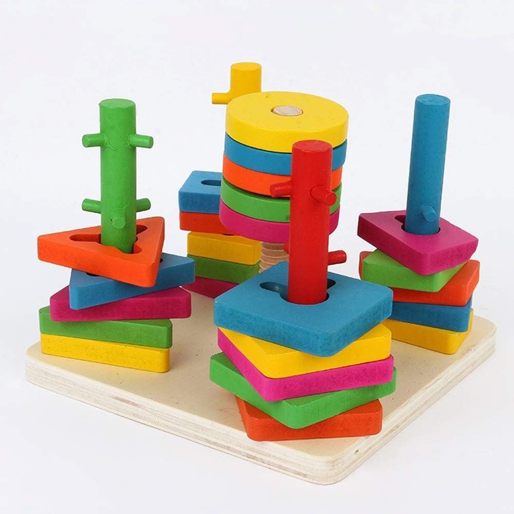 Five-Column Pile Building Blocks Toys Children Early Education Puzzle, Hand-eye Coordination Training Toys