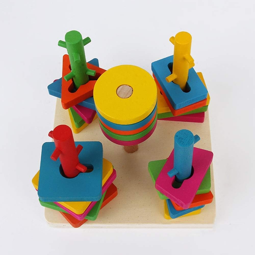 Five-Column Pile Building Blocks Toys Children Early Education Puzzle, Hand-eye Coordination Training Toys