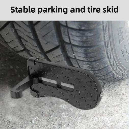 Foldable Car Door Step with Safety Hammer & Anti-Skid Wheel - Multi-Functional Car Door Climbing Pedals, Durable Aluminum Alloy (Black)