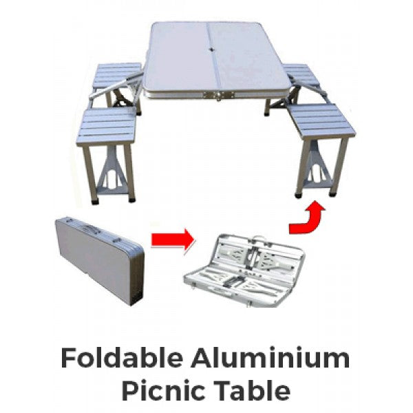 Outdoor Garden Aluminum Portable Folding Camping Picnic Table with 4 Seats