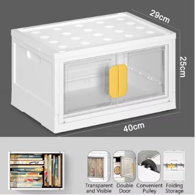 Folding Storage Box with Lids Plastic Drawer Organizer