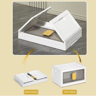 Folding Storage Box with Lids Plastic Drawer Organizer