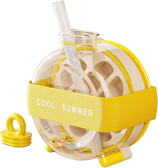 Ice Bottle Cup, 2 in 1 Ice Cube Mold Water Bottle with Lid and Bin