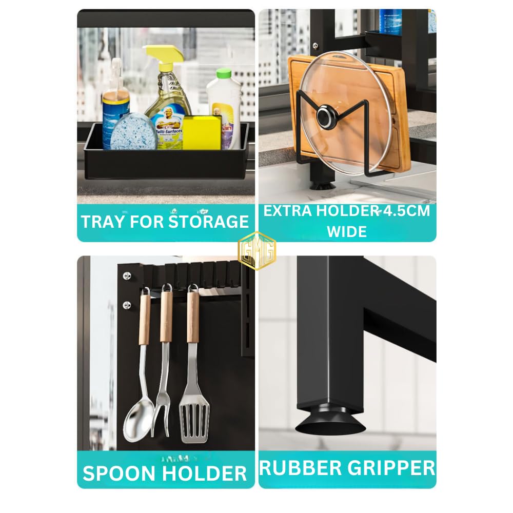 Multi-Compartment Kitchen Sink Organizer with Drain Function for Utensils and Supplies, Durable Plastic/Metal Construction, Kitchen Sink Storage