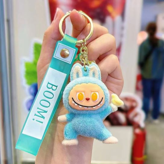 1Pc LaBubu Flocking Fabric Keychain Pendant Bag Key Chain