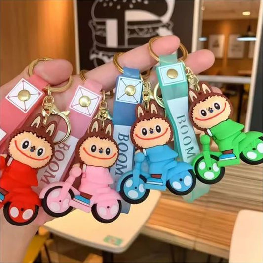 Labubu on Motorcycle Keychain – Cute Bag Charm Accessory