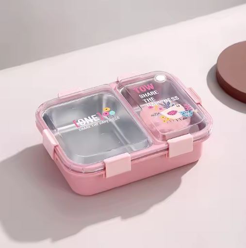 Stainless Steel Lunch Box for Kids, 800ml 2 Grids+ 70ml Sauce Bowl