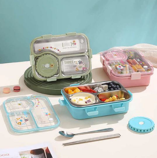 Insulated Modern & Stylish Stainless Steel Lunch Box with Dipping Cup