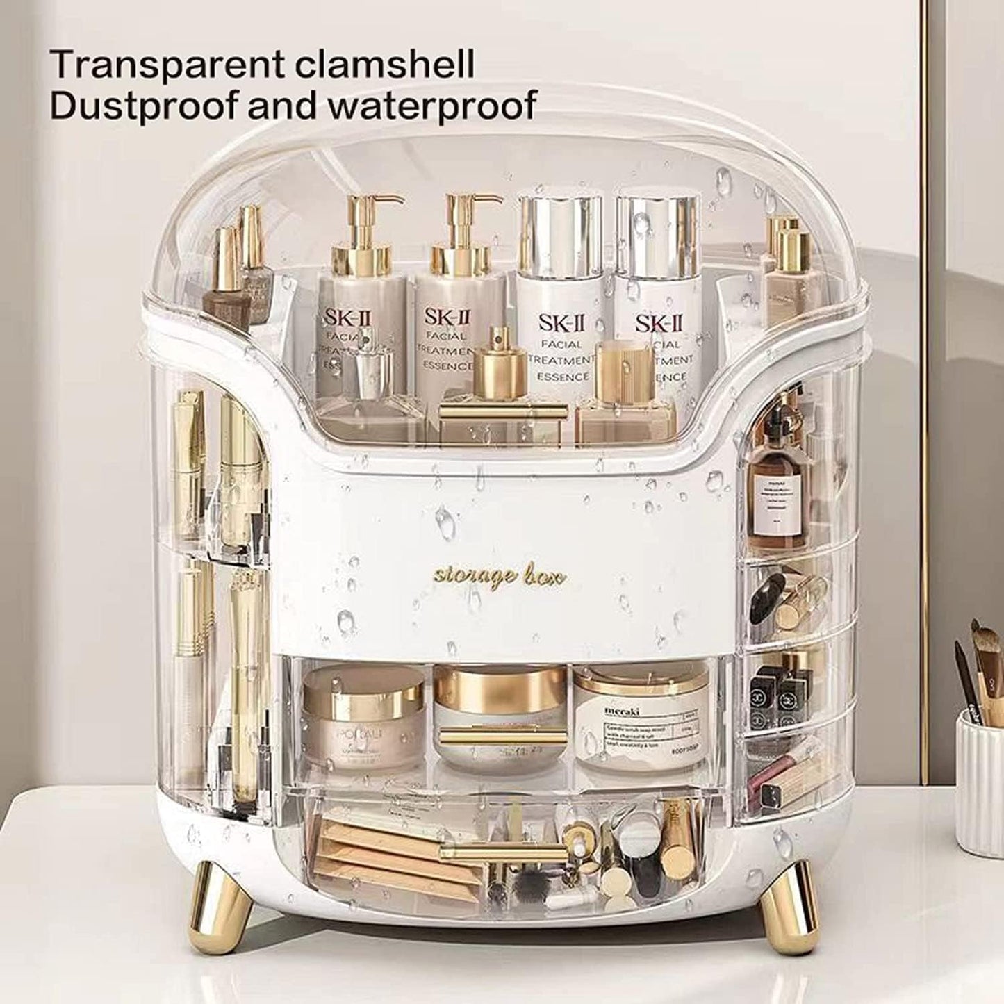 Luxury Desktop Cosmetic Organizer, Dustproof And Waterproof Makeup Vanity Organizer