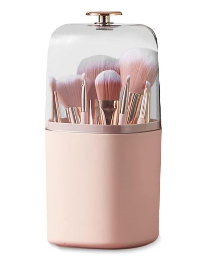 Makeup Brush Plastic Organizer with Cover Suitable for Dresser & Bathroom