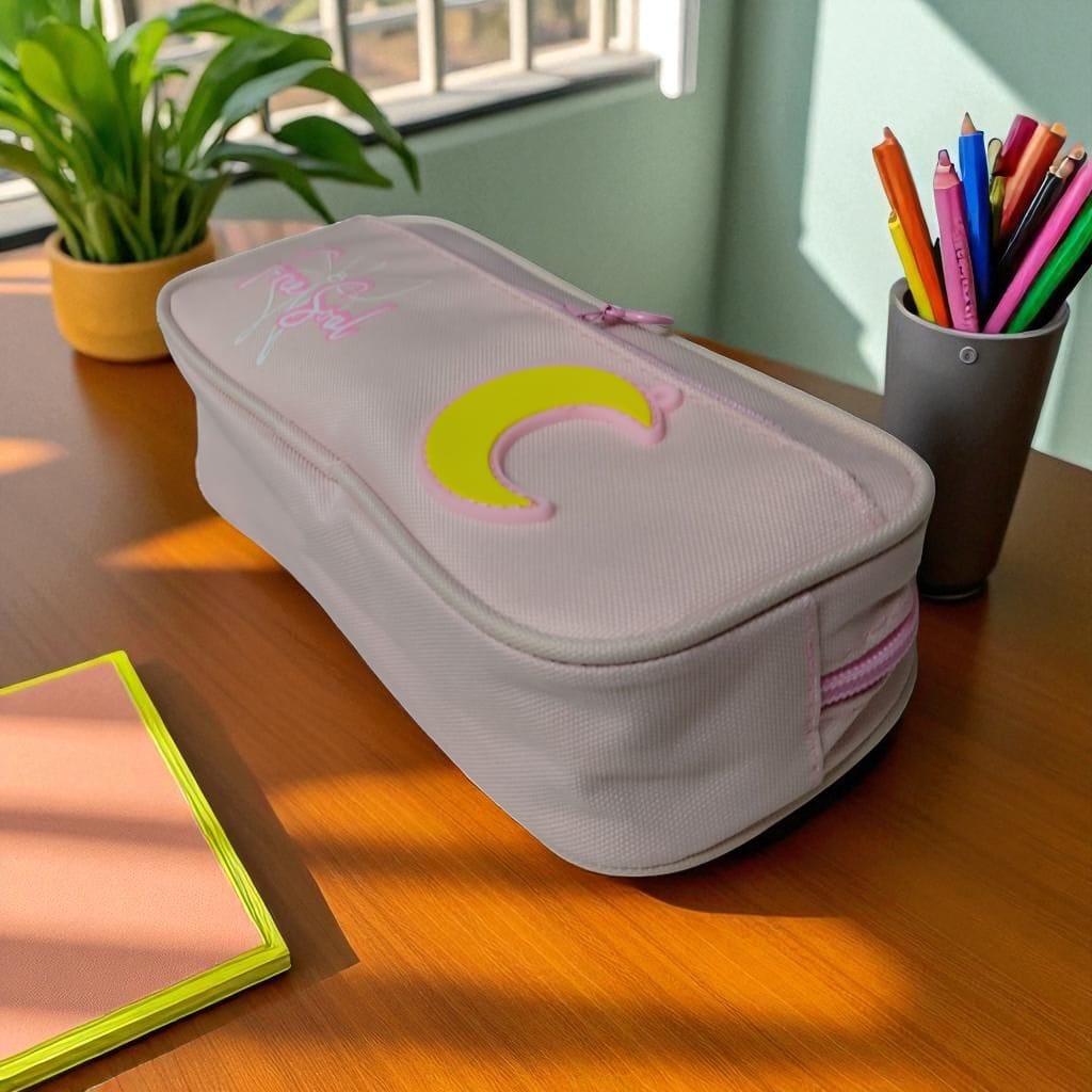 Moon Pencil Case, Large Capacity Portable Moon Pencil Bag for Students Teenagers (Pink)
