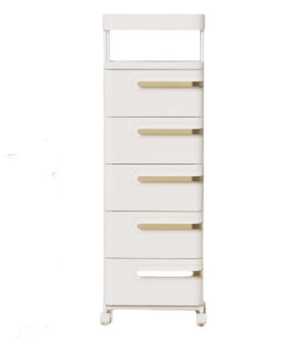 Multi-Tier Storage Cart with Drawers, Portable Rolling Organizer for Office, Bedroom, Living Room, and Bathroom