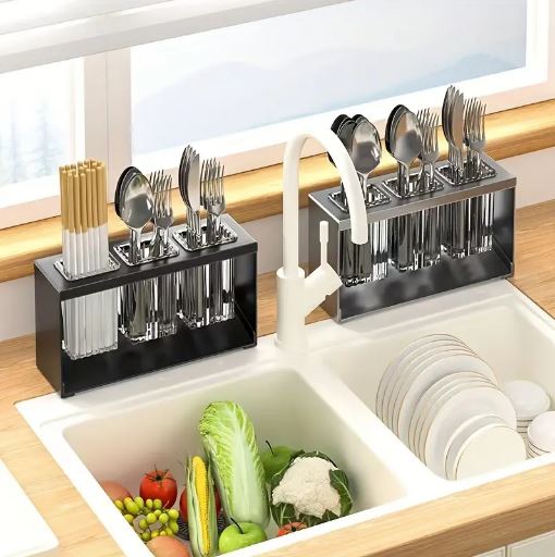 Multi-Functional Kitchen Utensil Organizer, Chopstick Holder & Utensil Compartments for Knives, Forks & Spoons