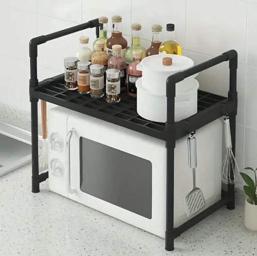 1pc Modern Multi-Functional Kitchen Storage Rack, Floor Mount Organizer Shelf for Spices and Condiments
