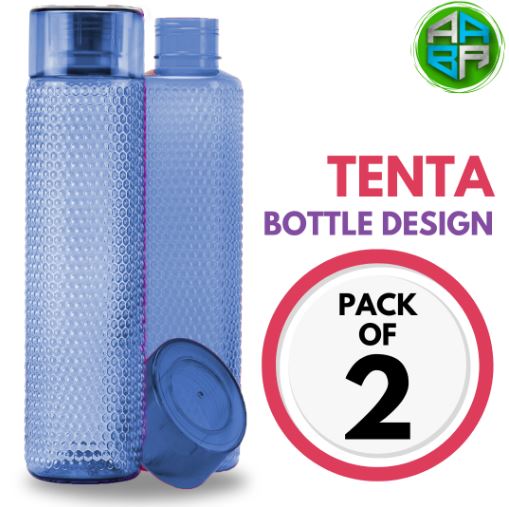 (PACK OF 2) TENTA Plastic Bubble Pattern Spill-Proof Water Storage Fridge Bottle Set, 1100 ML